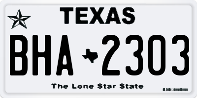 TX license plate BHA2303
