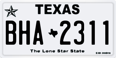 TX license plate BHA2311