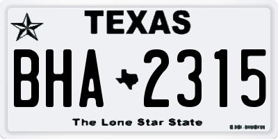TX license plate BHA2315