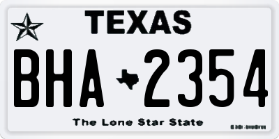 TX license plate BHA2354