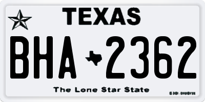 TX license plate BHA2362