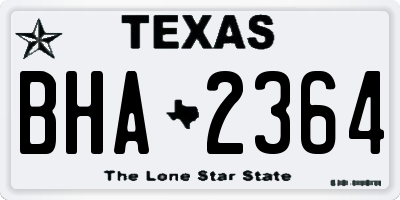 TX license plate BHA2364