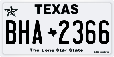 TX license plate BHA2366