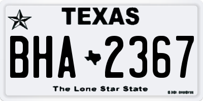 TX license plate BHA2367