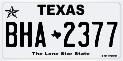 TX license plate BHA2377
