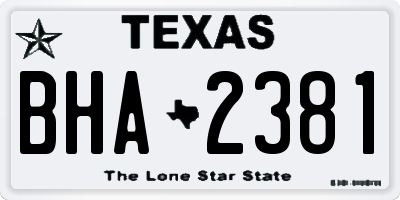 TX license plate BHA2381