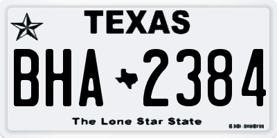 TX license plate BHA2384