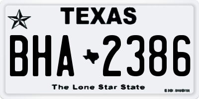 TX license plate BHA2386