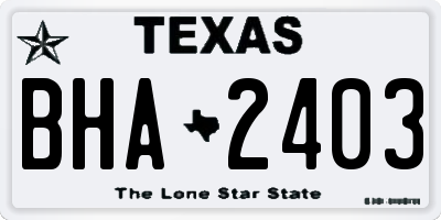 TX license plate BHA2403