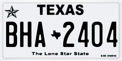 TX license plate BHA2404