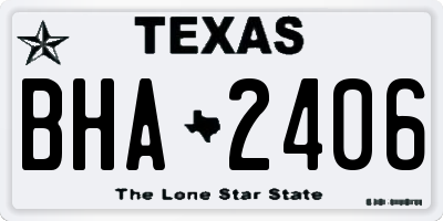 TX license plate BHA2406