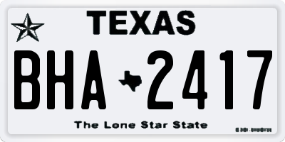 TX license plate BHA2417