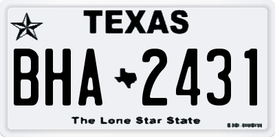 TX license plate BHA2431