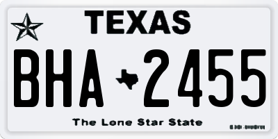 TX license plate BHA2455