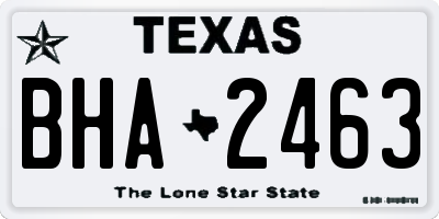 TX license plate BHA2463