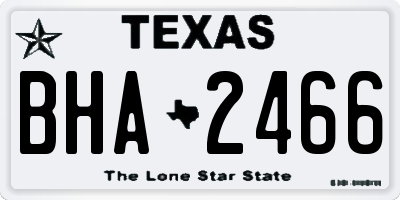 TX license plate BHA2466