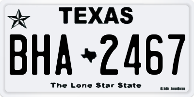 TX license plate BHA2467