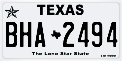 TX license plate BHA2494