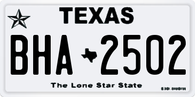 TX license plate BHA2502