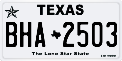 TX license plate BHA2503