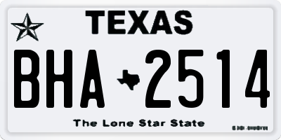 TX license plate BHA2514