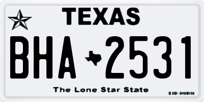 TX license plate BHA2531
