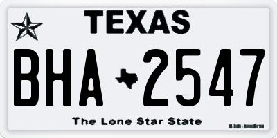 TX license plate BHA2547
