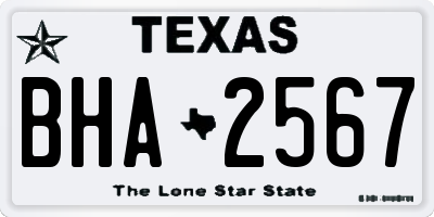 TX license plate BHA2567