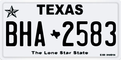 TX license plate BHA2583