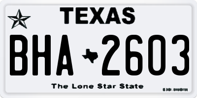 TX license plate BHA2603