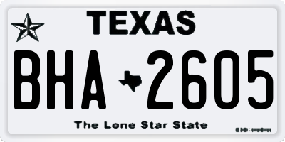 TX license plate BHA2605