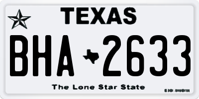 TX license plate BHA2633