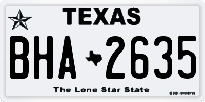 TX license plate BHA2635