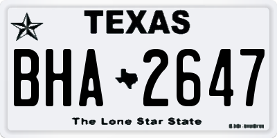 TX license plate BHA2647