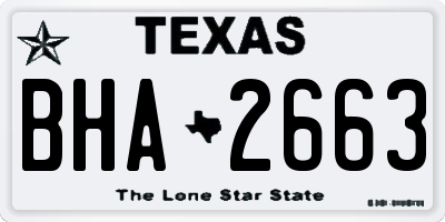 TX license plate BHA2663