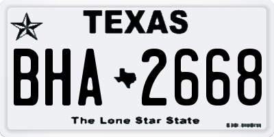 TX license plate BHA2668