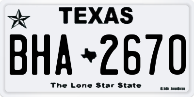 TX license plate BHA2670