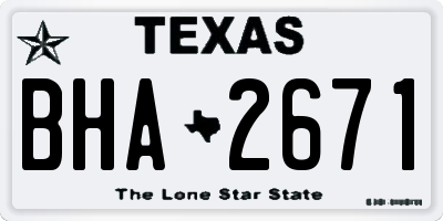 TX license plate BHA2671