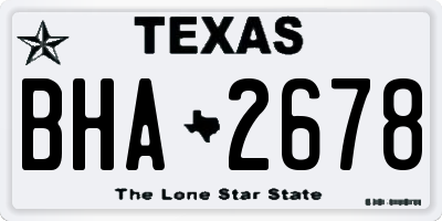 TX license plate BHA2678