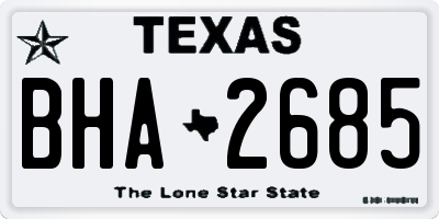 TX license plate BHA2685