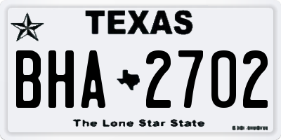 TX license plate BHA2702