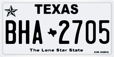 TX license plate BHA2705