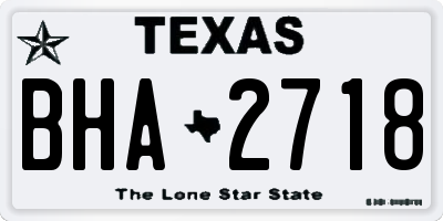 TX license plate BHA2718
