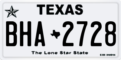 TX license plate BHA2728