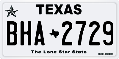 TX license plate BHA2729