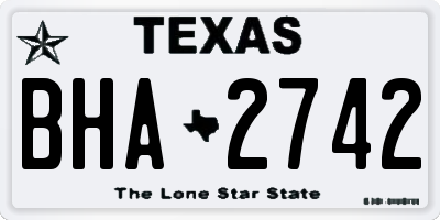 TX license plate BHA2742