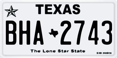 TX license plate BHA2743