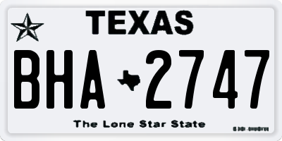 TX license plate BHA2747