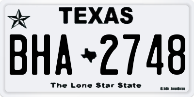 TX license plate BHA2748
