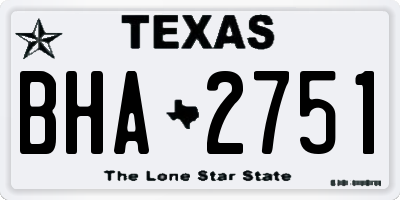 TX license plate BHA2751